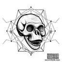 Australopithecus enlongated jaw skull  with small fangs tattoo design idea