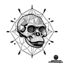 Australopithecus enlongated jaw skull  with small fangs tattoo design idea