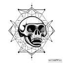 Australopithecus enlongated jaw skull  with small fangs tattoo design idea