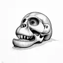 Australopithecus monkey alike enlongated jaw skull 45 degree angle to a side tattoo design idea