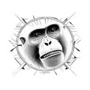 Australopithecus monkey alike enlongated jaw skull 45 degree angle to a side tattoo design idea