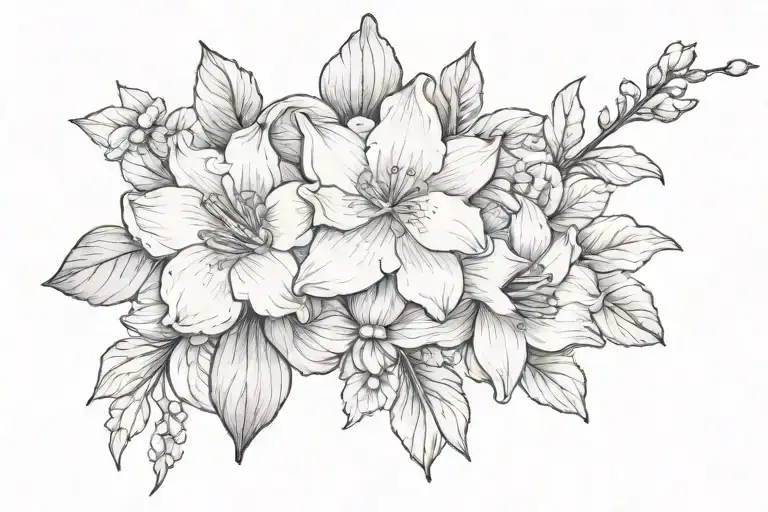 narcisuss and violet flower on collar bone  tattoo design idea