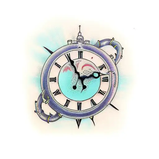 clock with a coffin tattoo design idea