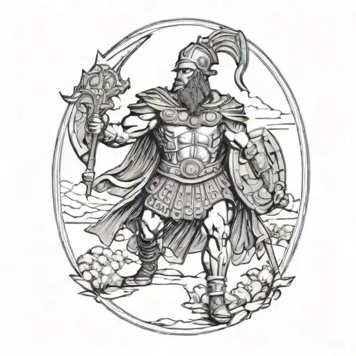 The greek god of war Ares his head,  tattoo design idea