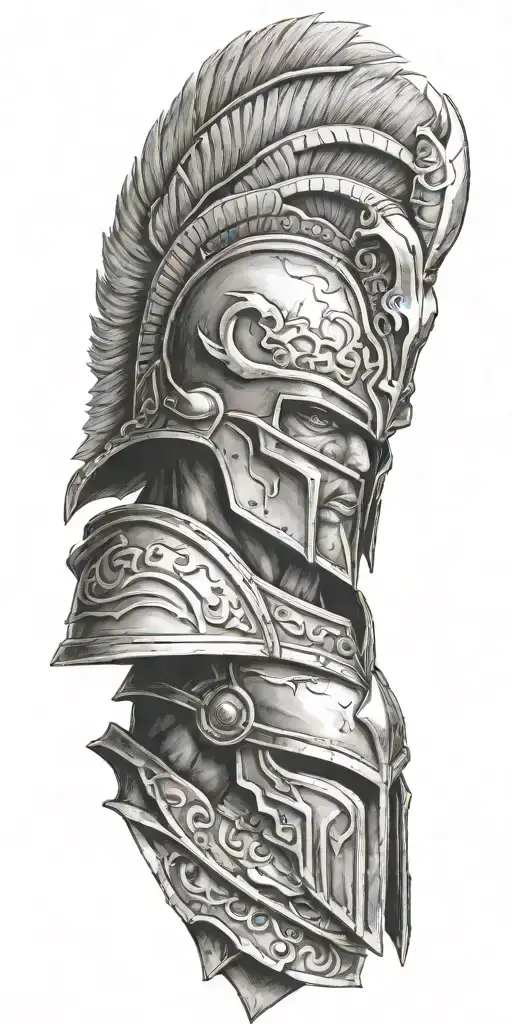 Gladiator, lion , spartanian helmet dragon ball rune tattoo design idea