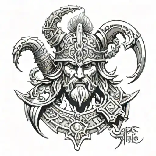 The greek god of war Ares his head Lion   tattoo design idea