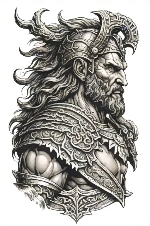 The greek God ares god of war his head Lion  tattoo design idea