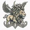 half Lion half Gladiator   tattoo design idea