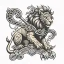 half Lion half Gladiator   tattoo design idea