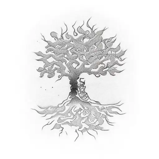 semicolon tree tattoo design idea