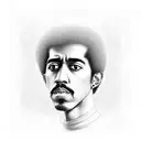 Create a minimalist portrait of Phil Lynott with his signature afro hairstyle tattoo design idea