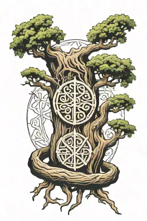 Elden Ring rune with a tree growing from the top tattoo design idea