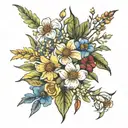 native birth flower bouquet,september,september august august ,june,april tattoo design idea