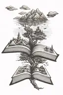 perspective oceans mountains coffee book tattoo design idea