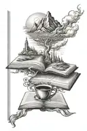 perspective oceans mountains coffee book tattoo design idea