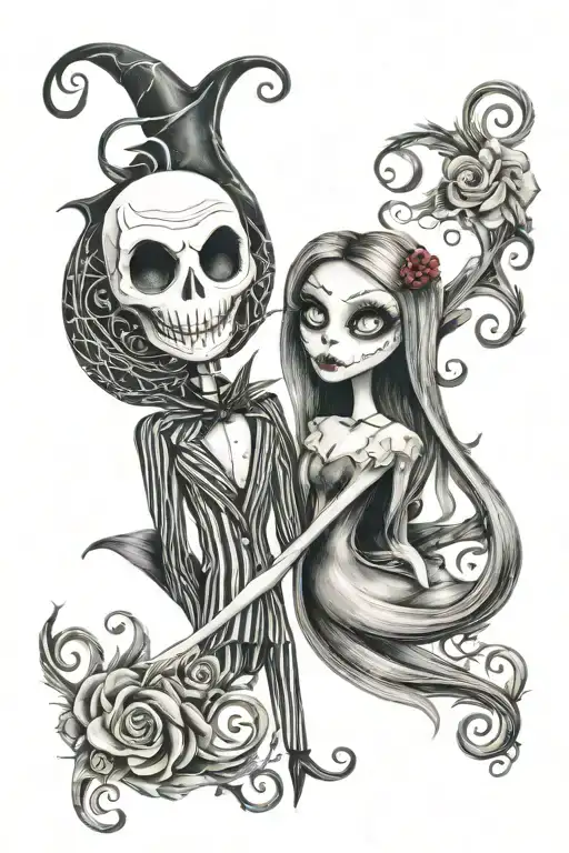 jack and sally couples tattoo tattoo design idea