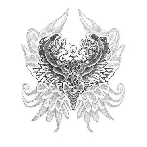 moth open wings skull pattern tattoo design idea