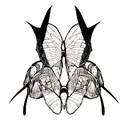 moth open wings skull pattern tattoo design idea