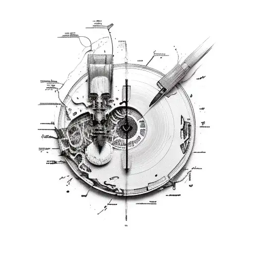 A pathologist dissecting a vinyl record tattoo design idea