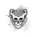 Red Panda skull and crossbones tattoo design idea