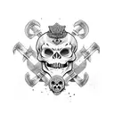 Red Panda skull and crossbones tattoo design idea