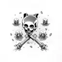 Red Panda skull and crossbones tattoo design idea