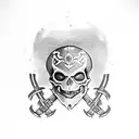 Red Panda skull and crossbones tattoo design idea