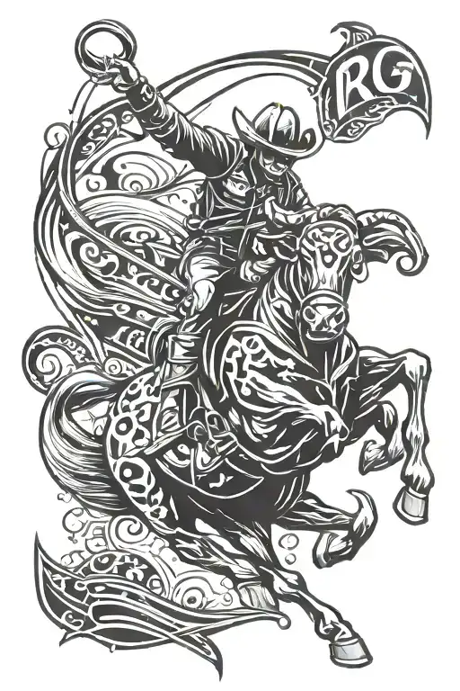 FORMULA ONE AND BULL RIDING tattoo design idea