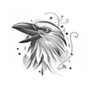 Crow black feather tattoo design idea