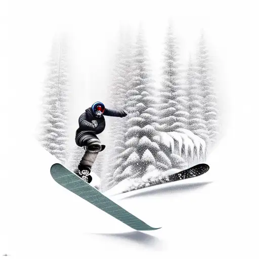 snowboarder on a skilift picture made from behind tattoo design idea