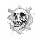 skull jaw on knee tattoo design idea