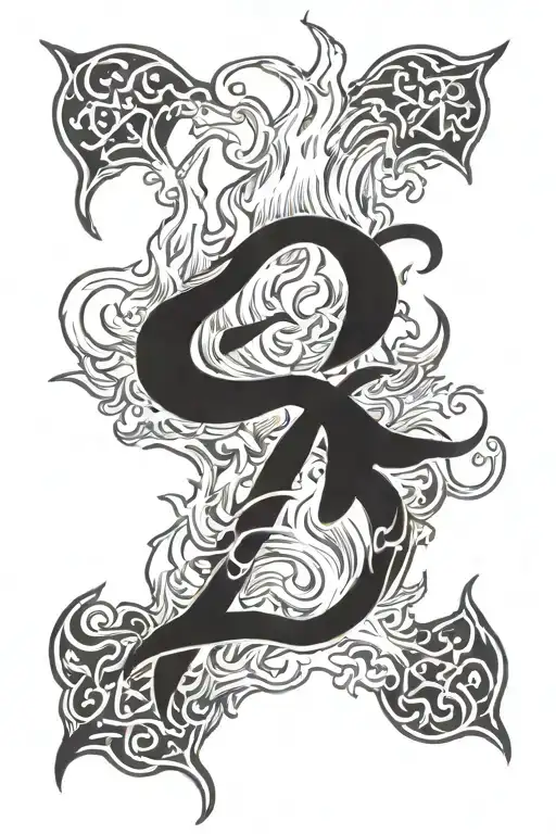 fire flames with 2004 written tattoo design idea