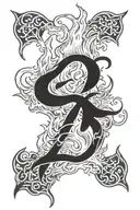 fire flames with 2004 written tattoo design idea