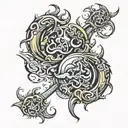 fire flames wrapped around year 2004 old english tattoo design idea