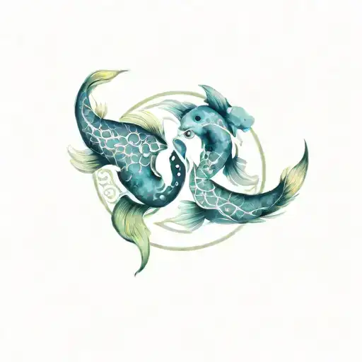 Koi Fish yin yang gemini sign tattoo design idea