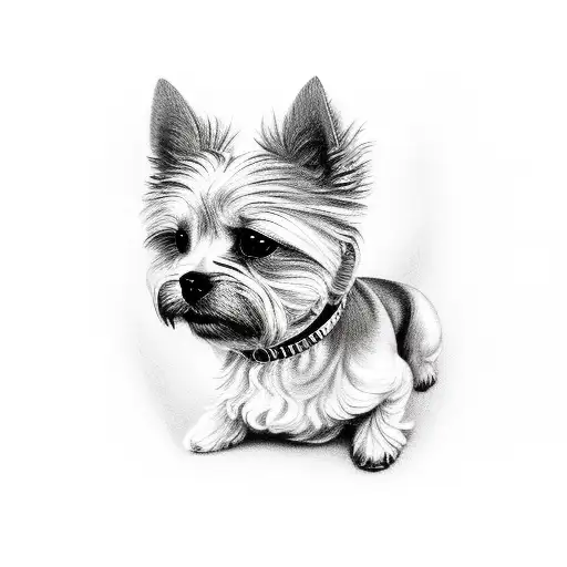 3 yorkshire dogs faces tattoo design idea