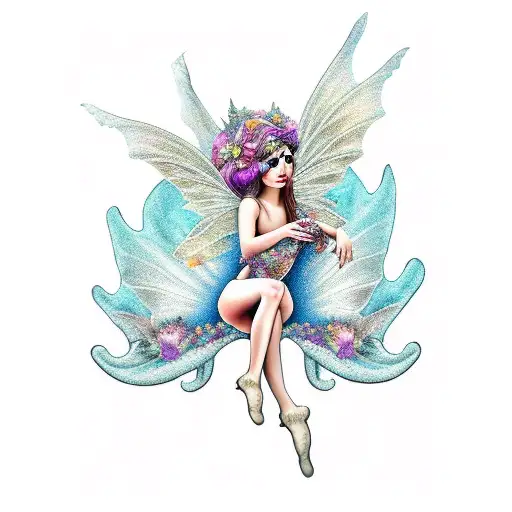 mushroom fairy  tattoo design idea