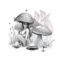 mushroom fairy  tattoo design idea