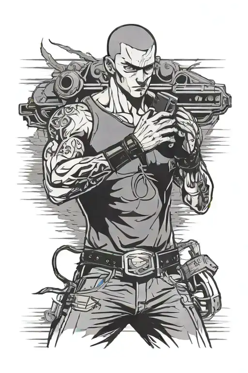 skinny anime guy playing on mobile console. WWE championship belt tattoo design idea