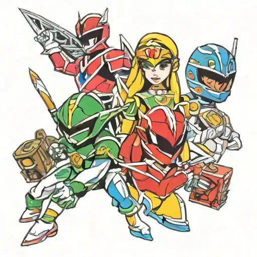 Zelda and Power rangers tattoo design idea