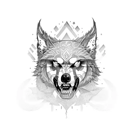 lobo rosnando tattoo design idea