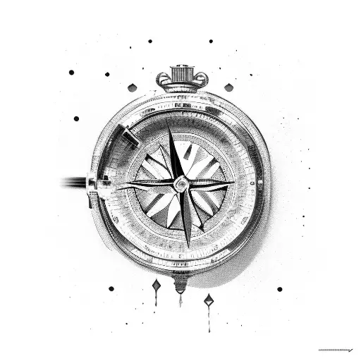 Compass with mountain ice axe tattoo design idea