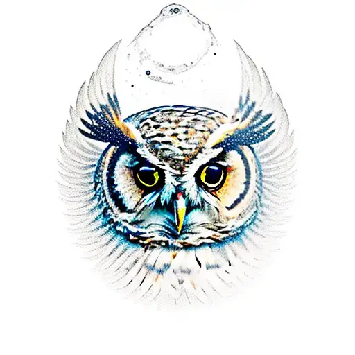 owl speading it's wings. holding hourglass with a crack in it and sand pouring out. tattoo design idea