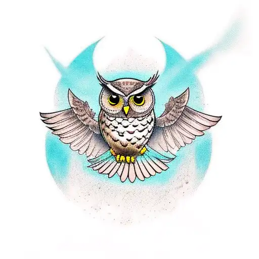 owl speading it's wings. holding hourglass with a crack in it and sand pouring out. tattoo design idea