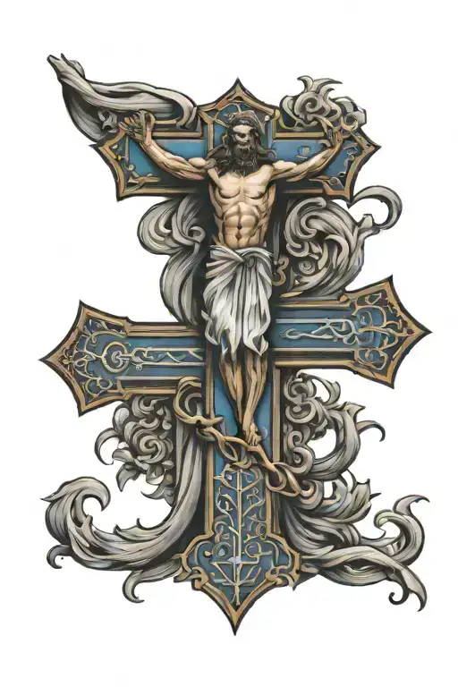jesus cross prayer wisdom tattoo design idea