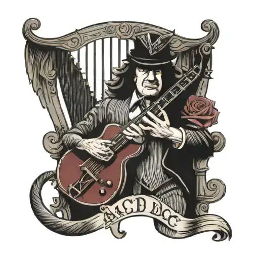 AC/DC and harp tattoo design idea