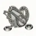 harp and AC/DC tattoo design idea