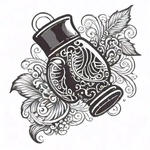 A fierce boxing glove with intricate details and shading, incorporating a fish motif in the design tattoo design idea