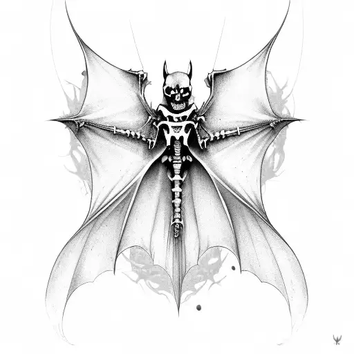 bat skeleton tattoo design idea