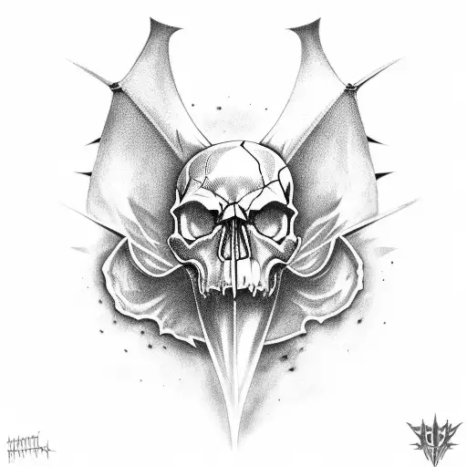 skull bat tattoo design idea